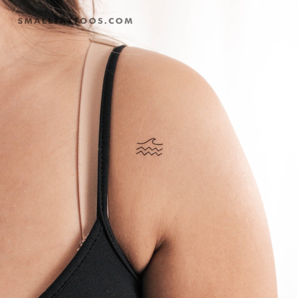 Tatuaje temporal minimalista de mar (juego de 3)