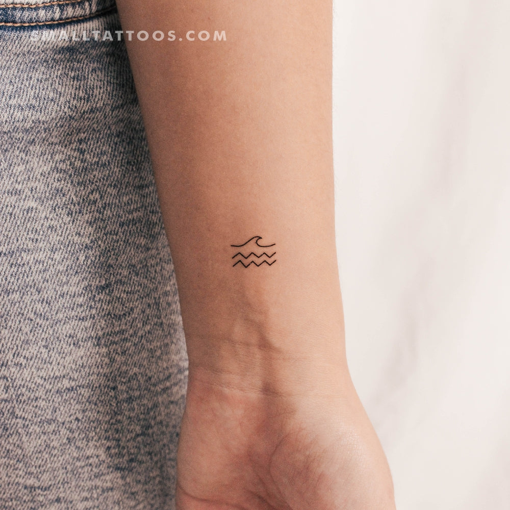 Tatuaje temporal minimalista de mar (juego de 3)