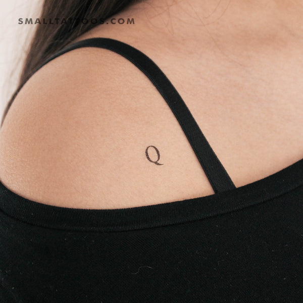 Q Uppercase Serif Letter Temporary Tattoo (Set of 3)