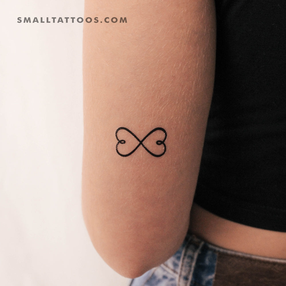 Tatuaje temporal del símbolo del infinito con dos corazones (juego de 3)