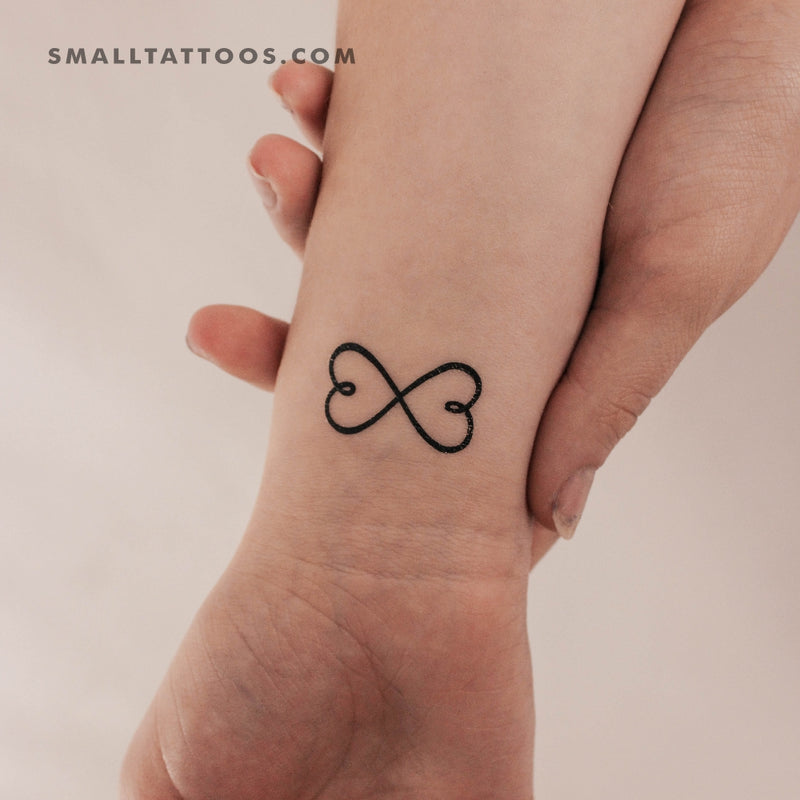 Infinity love symbol tattoo with infinity sign. Hand written calligraphy  lettering text Love Forever and Love Never Ends Stock Vector | Adobe Stock