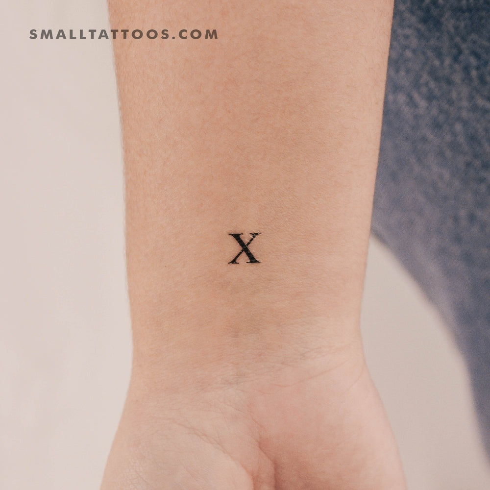 X Uppercase Serif Letter Temporary Tattoo (Set of 3)