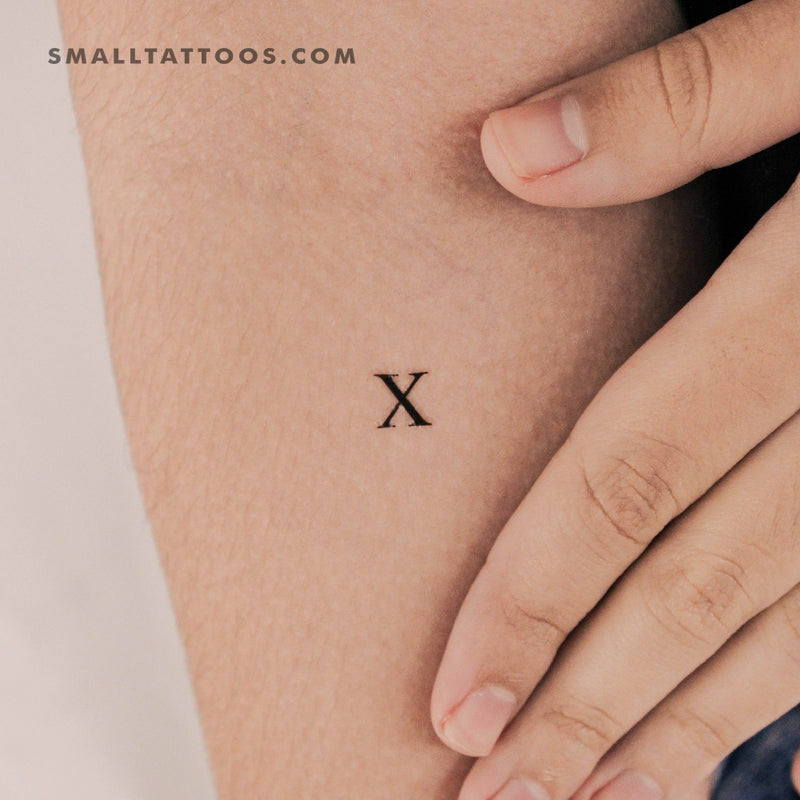 X Uppercase Serif Letter Temporary Tattoo (Set of 3)