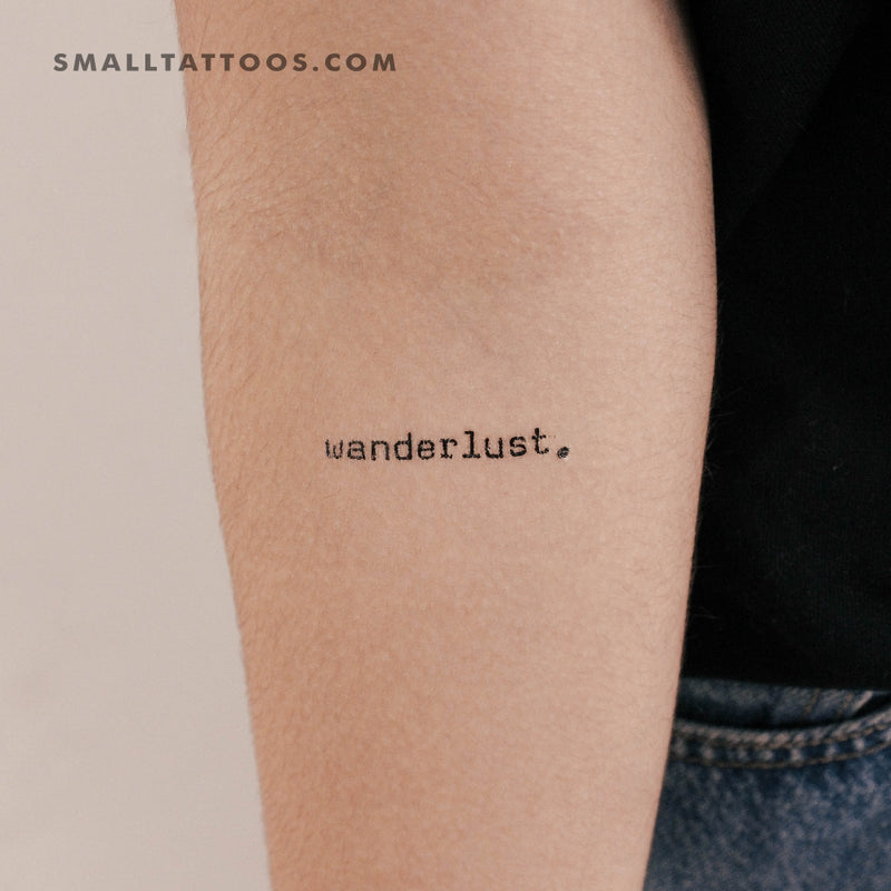 Typewriter Font Style 'Wanderlust' Temporary Tattoo (Set of 3)