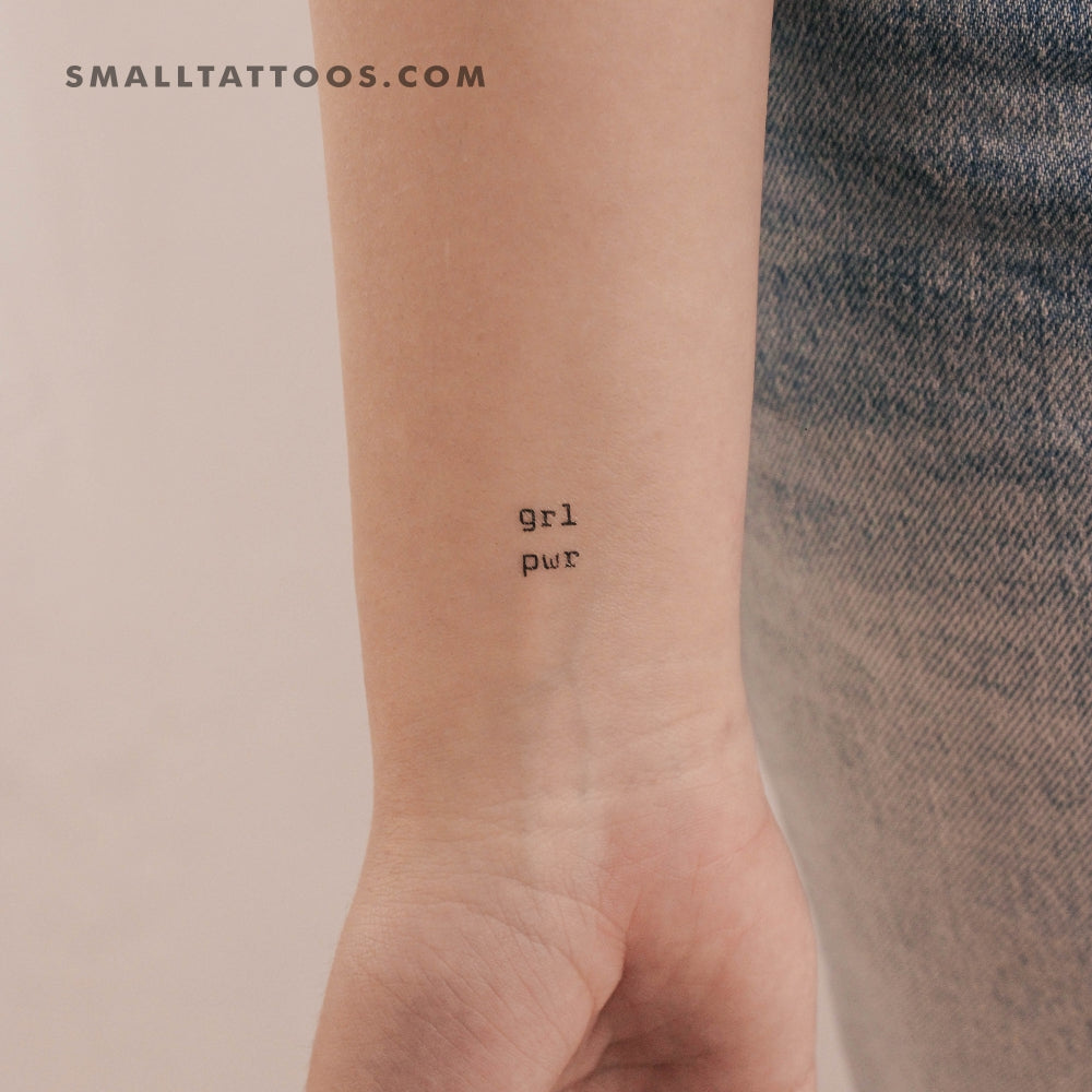 Tatuaje temporal minimalista GRL PWR (juego de 3)