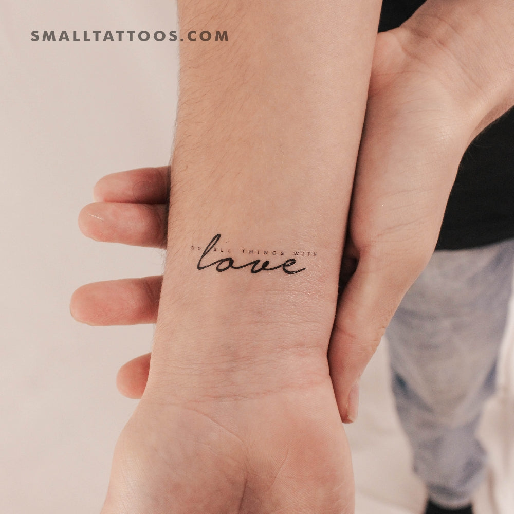 Do All Things With Love Temporary Tattoo - Set of 3