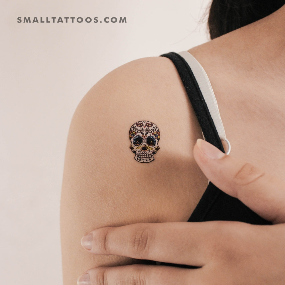 Small Sugar Skull Temporary Tattoo - Set of 3