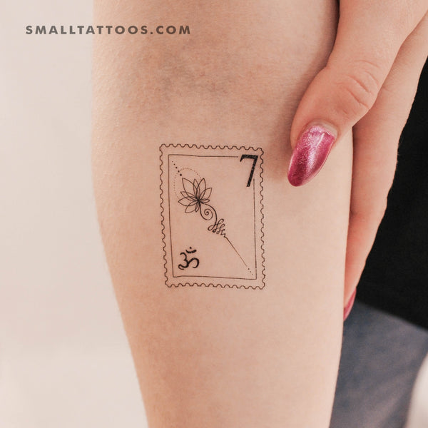 Unalome Lotus Stamp Temporary Tattoo (Set of 3)