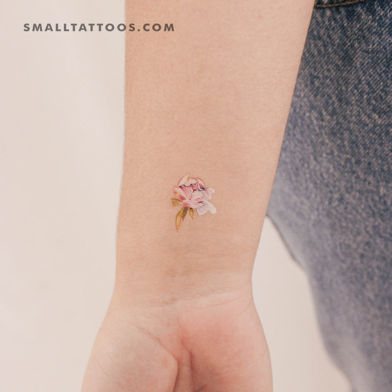 Small Pink Peony By Ann Lilya Temporary Tattoo (Set of 3)