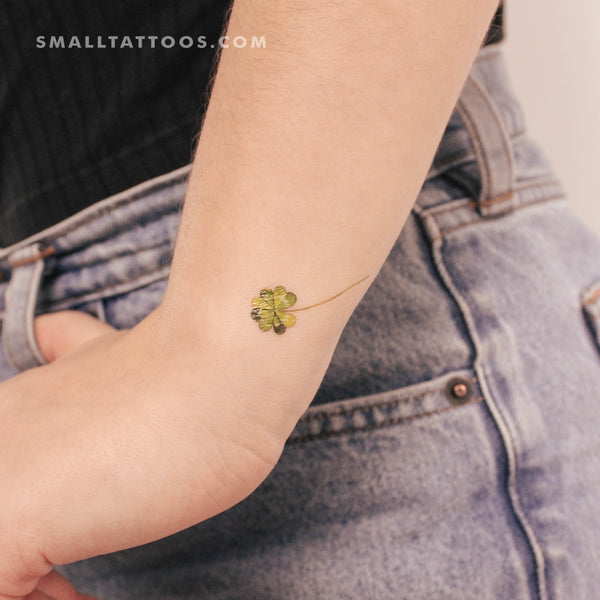 Small 4 Leaf Clover By Ann Lilya Temporary Tattoo (Set of 3)