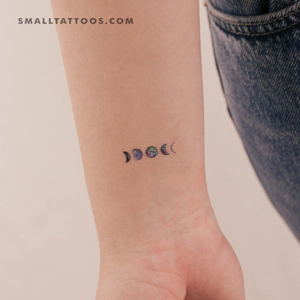 Small Moon Phases By Ann Lilya Temporary Tattoo (Set of 3)