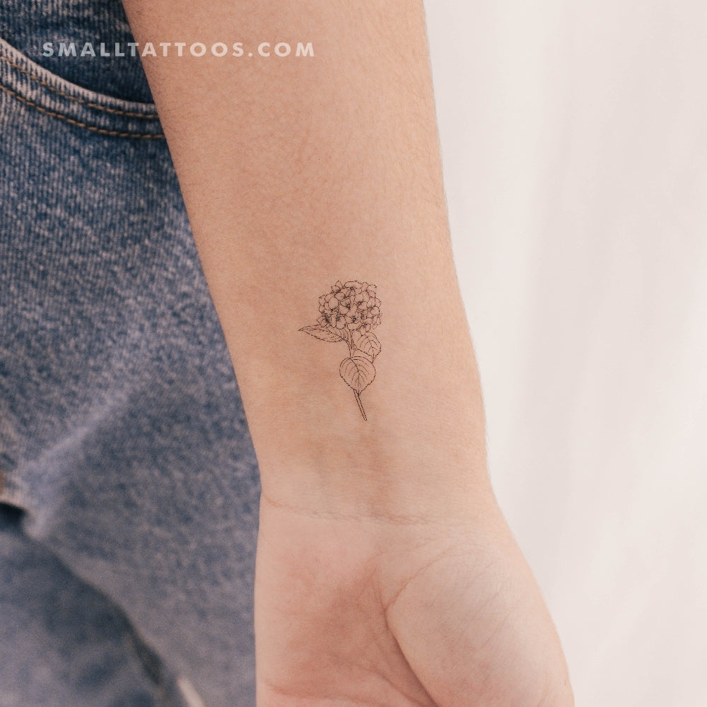 Tatuaje temporal de hortensia (juego de 3)