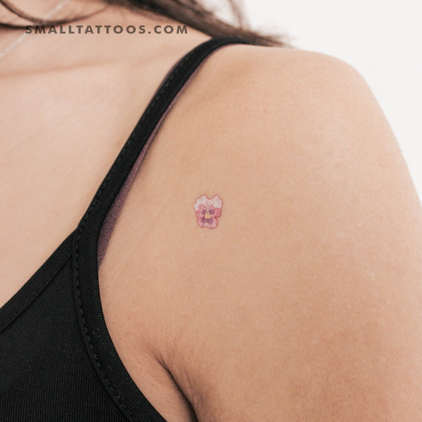 Pink Pansy Temporary Tattoo (Set of 3)