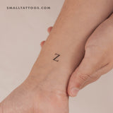 Z Uppercase Serif Letter Temporary Tattoo (Set of 3)