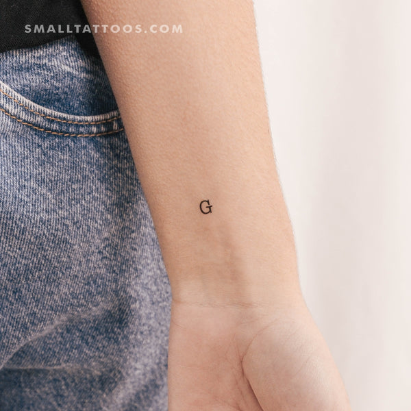 G Uppercase Typewriter Letter Temporary Tattoo (Set of 3)