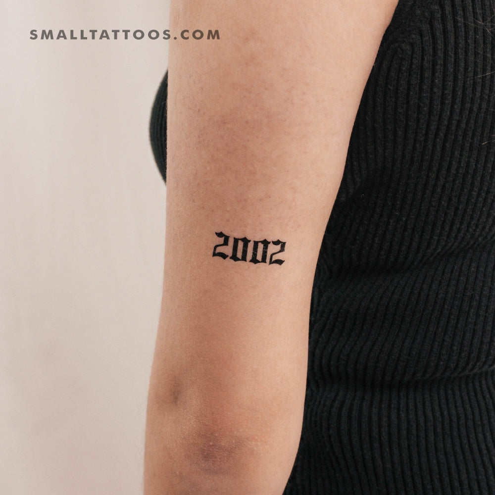 Tatuaje temporal gótico del año de nacimiento 2002 (juego de 3)