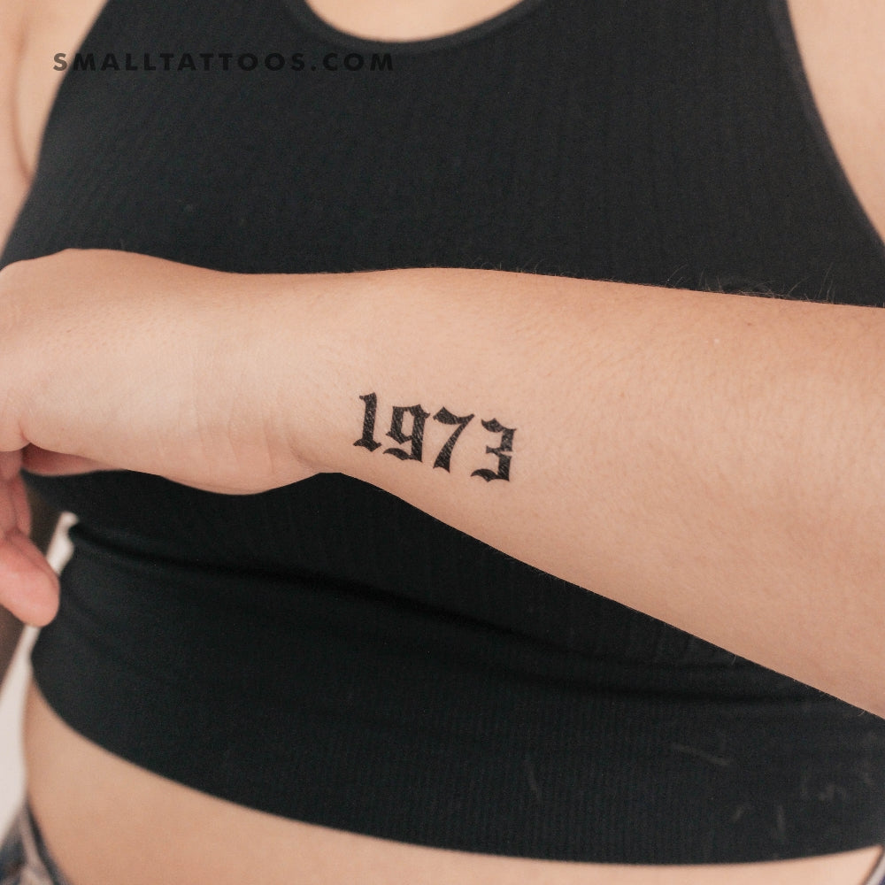 Tatuaje temporal gótico del año de nacimiento 1973 (juego de 3)