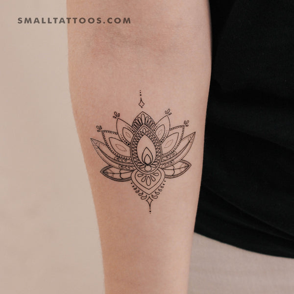 Ornamental Lotus Flower Temporary Tattoo (Set of 3)