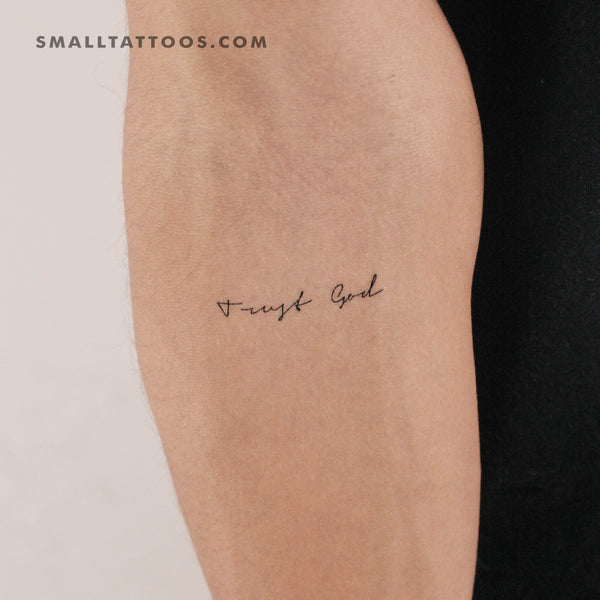 Handwritten Font Trust God Temporary Tattoo (Set of 3)