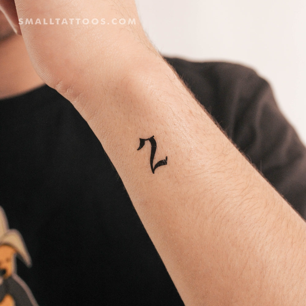 Tatuaje temporal del número 2 en inglés antiguo (juego de 3)