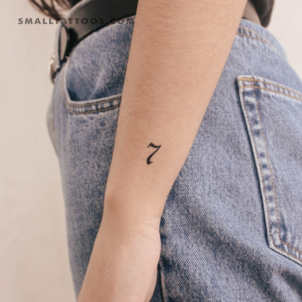 Old English Number 7 Temporary Tattoo (Set of 3)