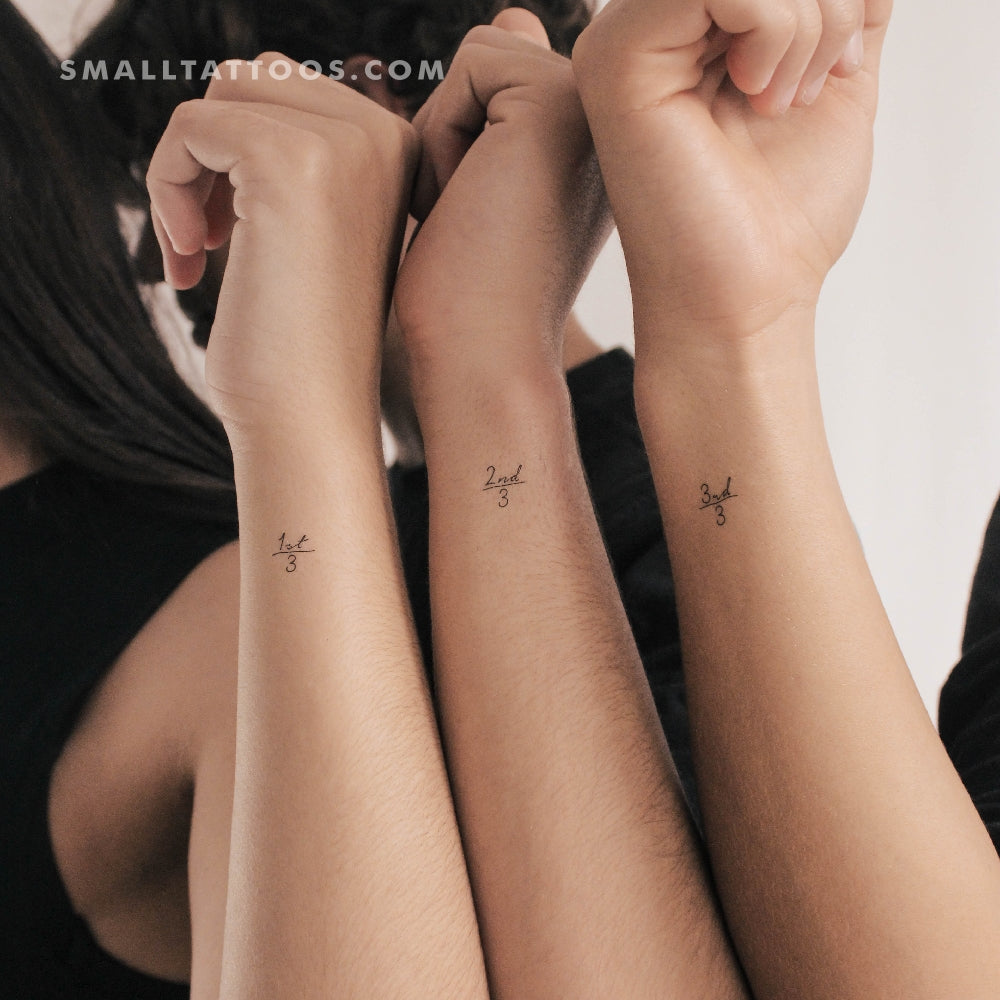 Tatuaje temporal de hermanos a juego (juego de 3+3+3)