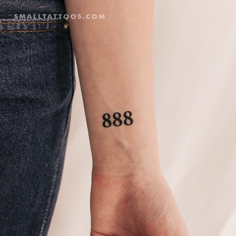 Tatuaje temporal del número angelical 888 (juego de 3)