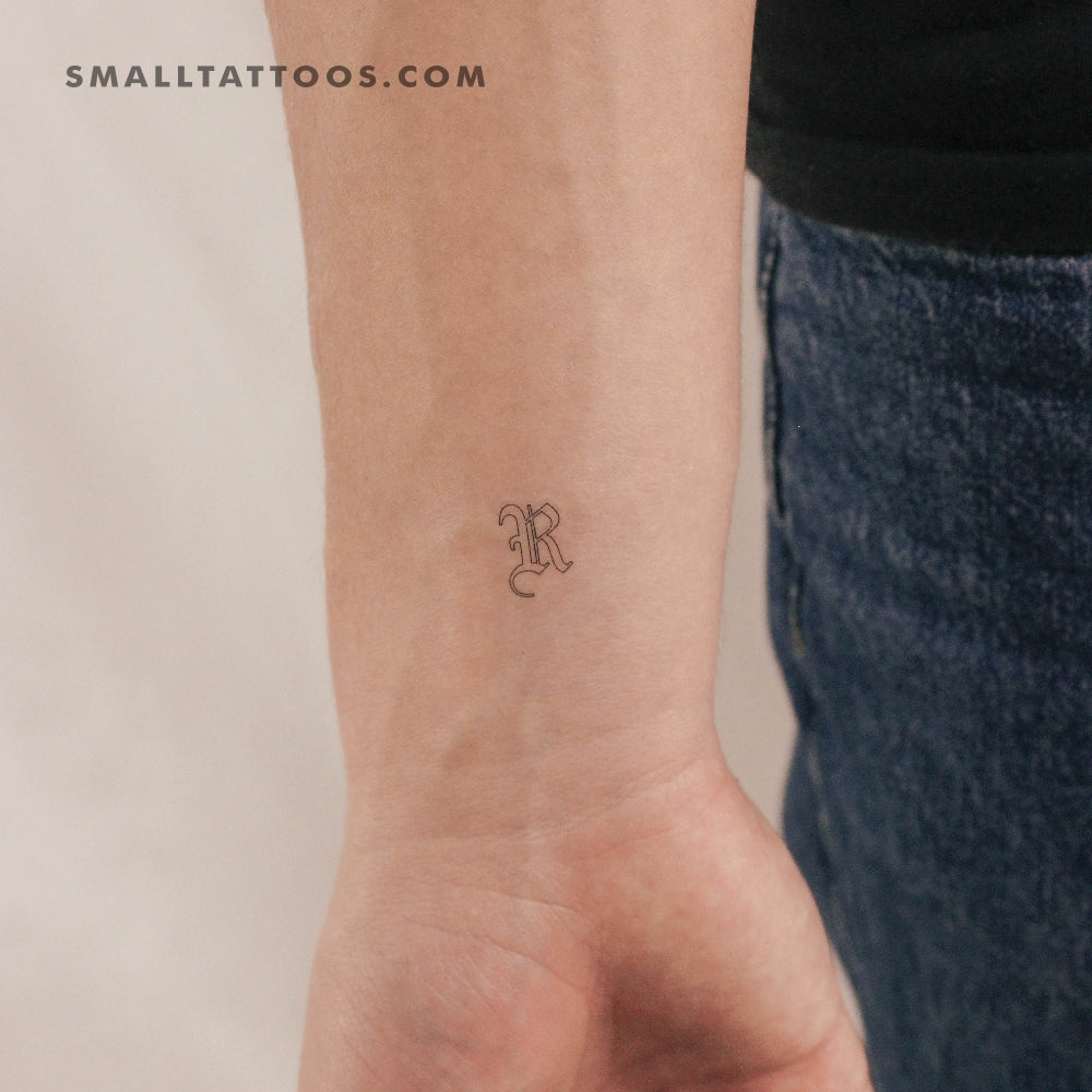 Old English R Letter Temporary Tattoo (Set of 3)