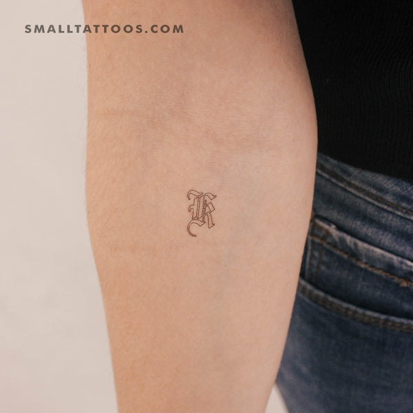 Old English K Letter Temporary Tattoo (Set of 3) - Main Image