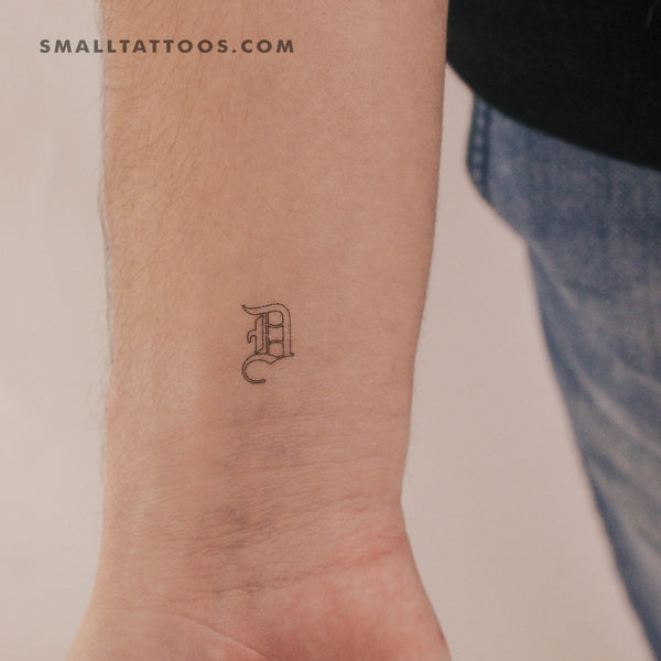 Old English D Letter Temporary Tattoo (Set of 3)