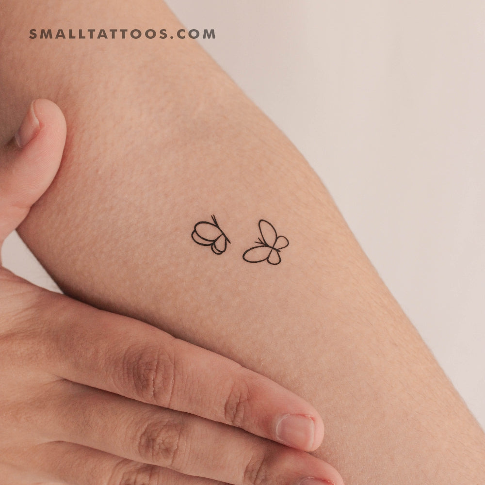 Minimalist Two Butterflies Temporary Tattoo (Set of 3)