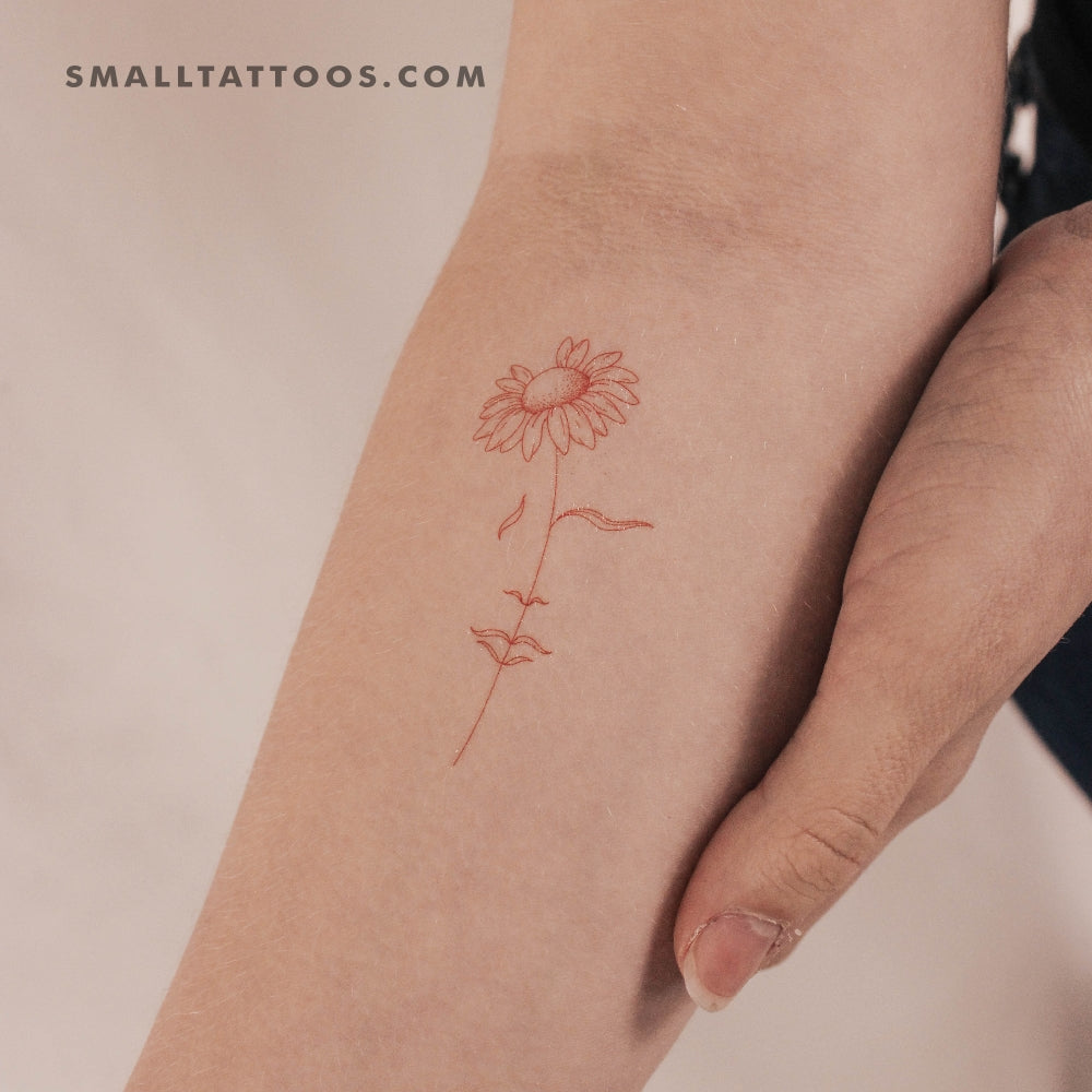 Tatuaje temporal "Una margarita soñadora" [Rojo] de Jakenowicz - Juego de 3