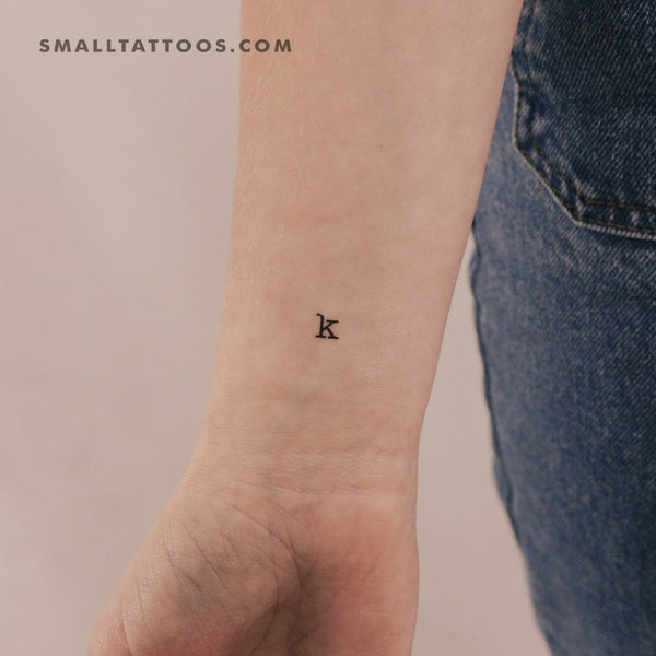 K Lowercase Typewriter Letter Temporary Tattoo (Set of 3)