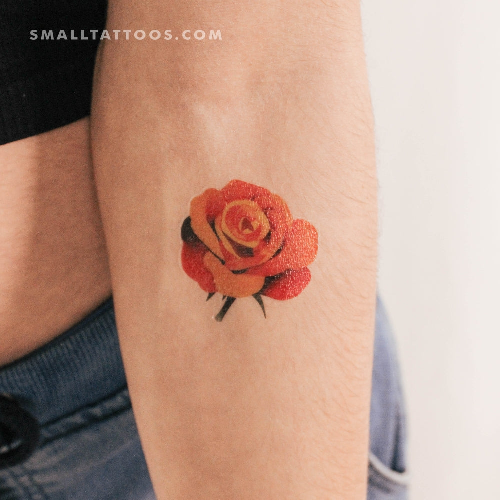 Tatuaje temporal de cabeza de rosa naranja de Zihee (juego de 3)