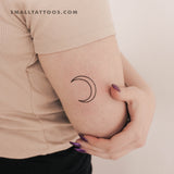 Fine Line Crescent Moon Temporary Tattoo - Set of 3
