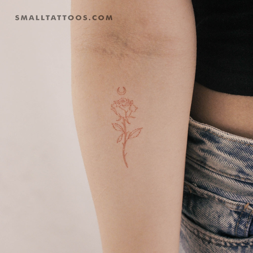 Tatuaje temporal Moon Rose [Rojo] de Jakenowicz - Juego de 3