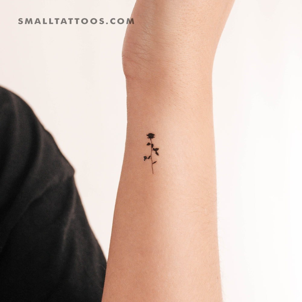 Tatuaje temporal de rosa negra pequeña (juego de 3)