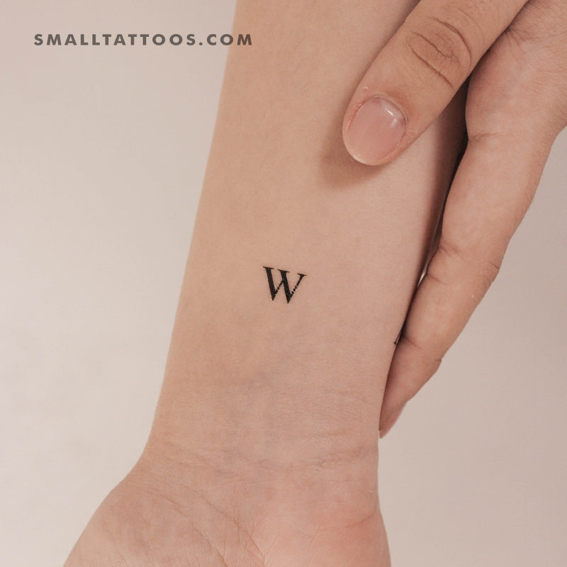 W Uppercase Serif Letter Temporary Tattoo (Set of 3)