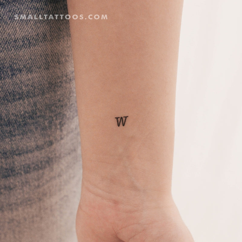 W Uppercase Typewriter Letter Temporary Tattoo (Set of 3)