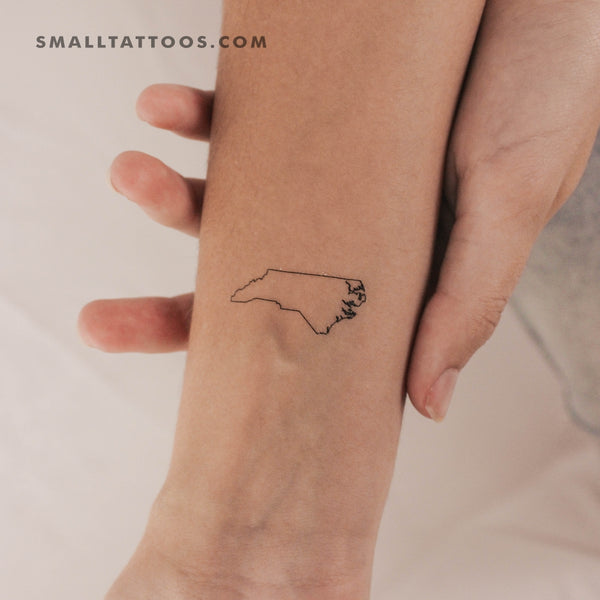 North Carolina Map Outline Temporary Tattoo (Set of 3)