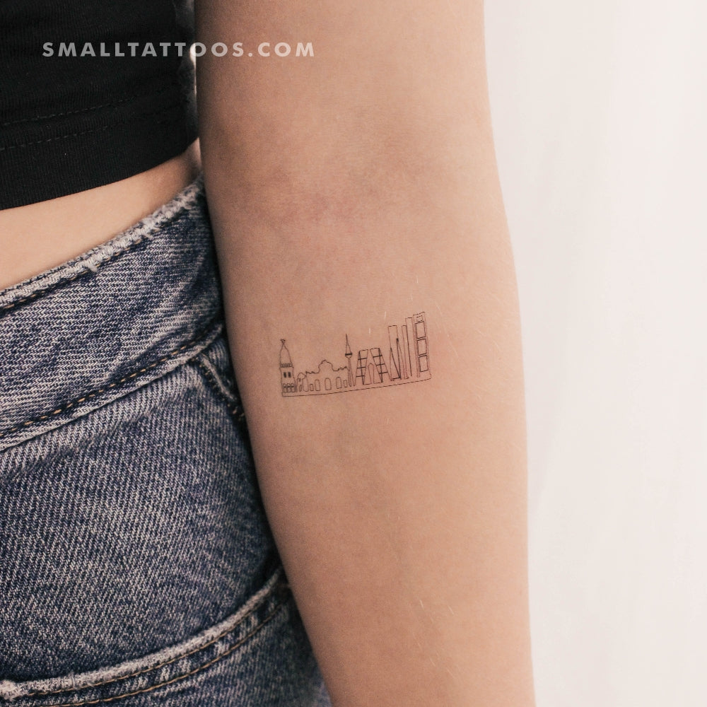 Tatuaje temporal del horizonte de Madrid (juego de 3)