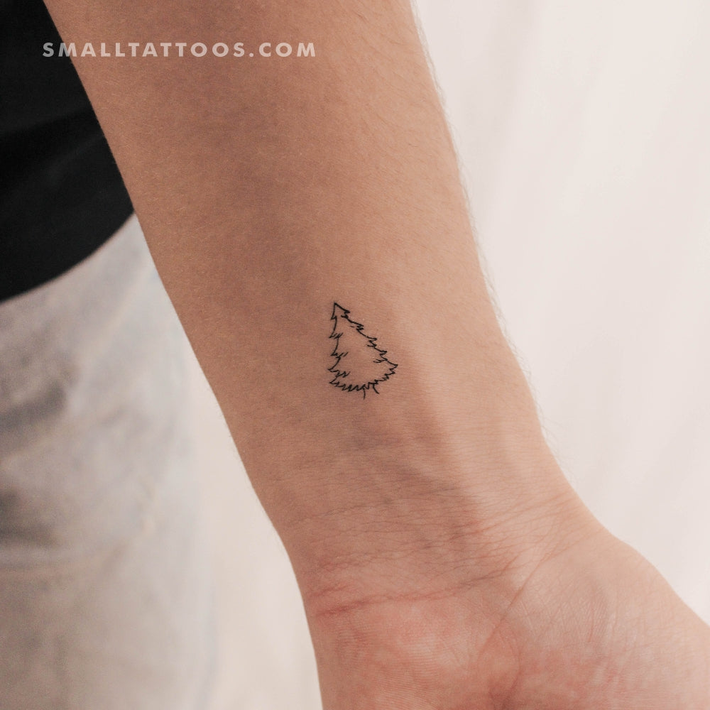 Tatuaje temporal de pino de línea fina (juego de 3)