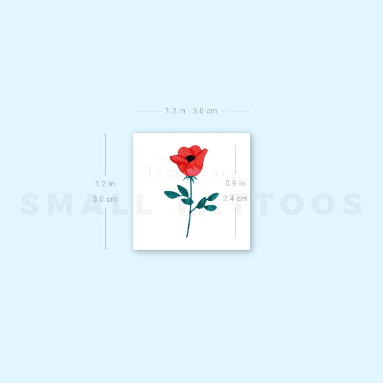 Red Flower Temporary Tattoo by Zihee (Set of 3)