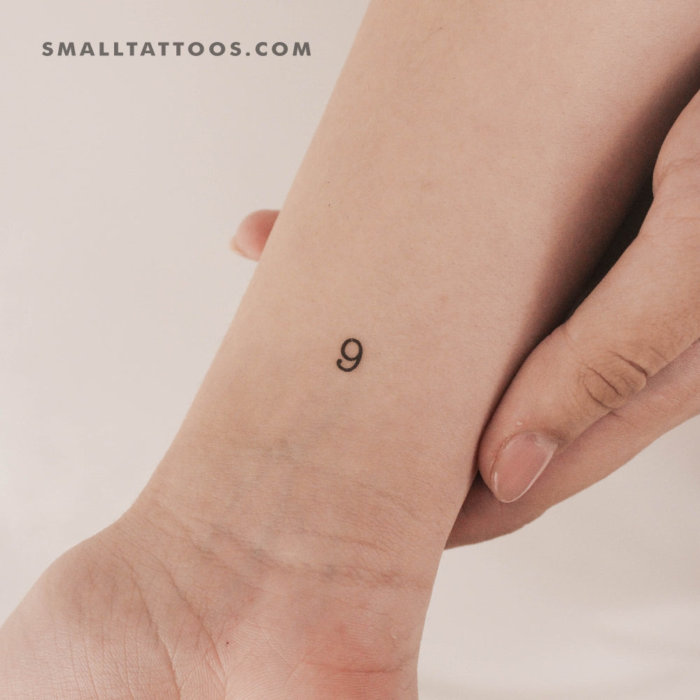 Tatuaje temporal del número 9 (juego de 3)