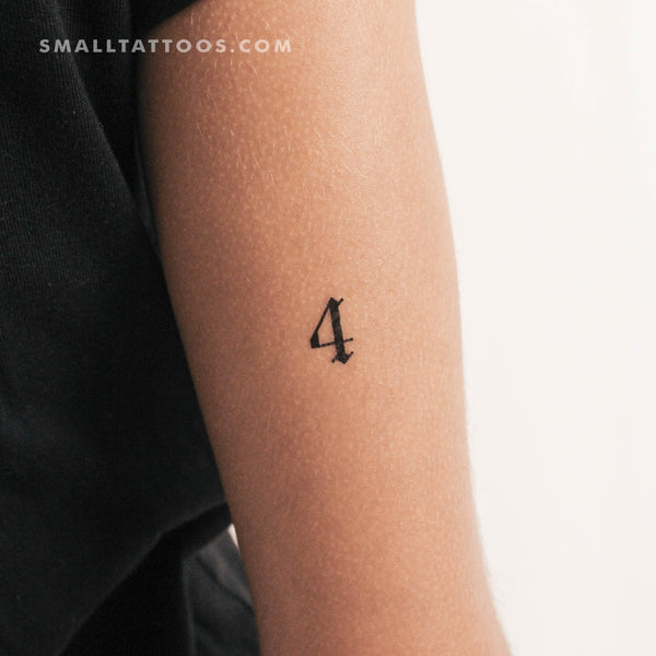 Old English Number 4 Temporary Tattoo (Set of 3)