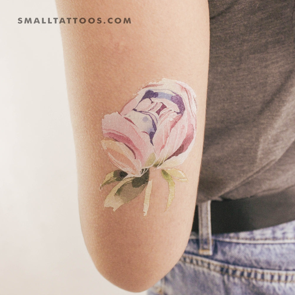Tatuaje temporal de cabeza de peonía de Ann Lilya (juego de 3)
