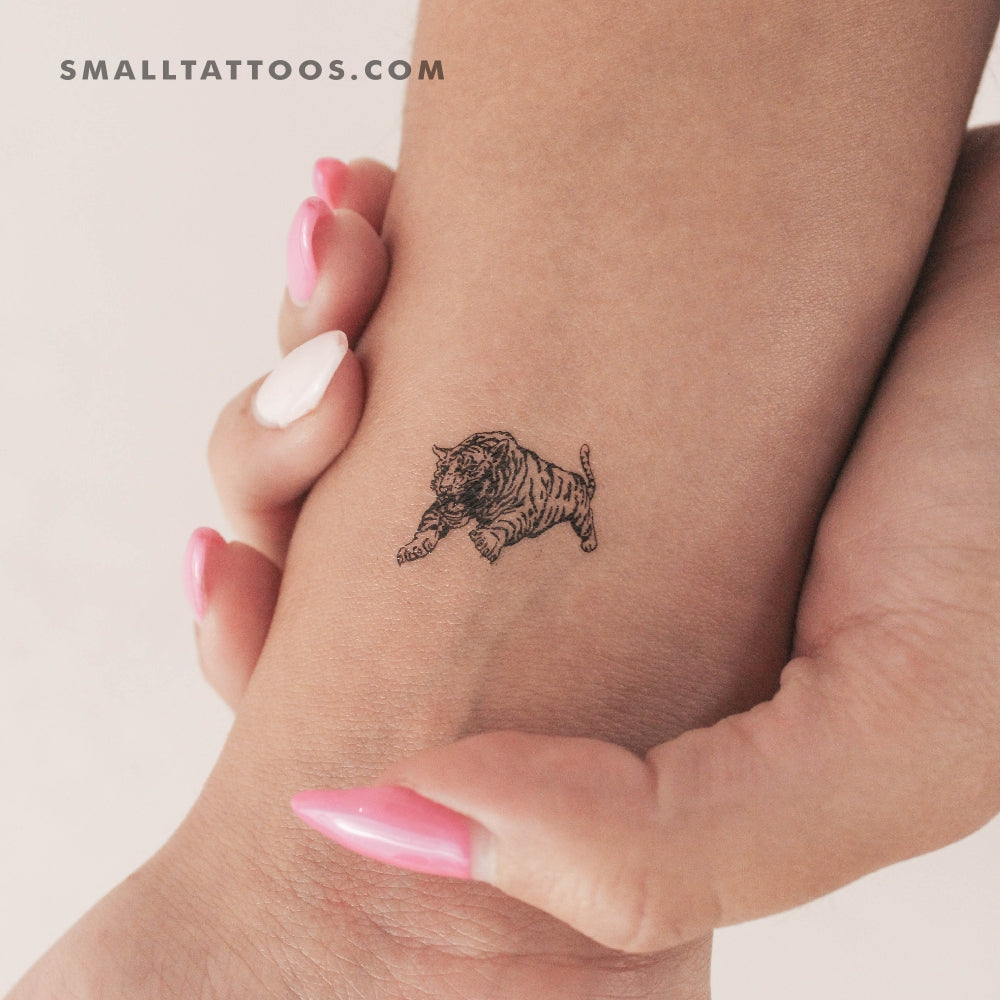 Tatuaje temporal de tigre saltando (juego de 3)