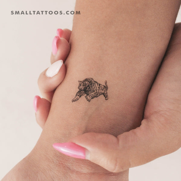 Jumping Tiger Temporary Tattoo (Set of 3)