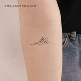 Single Line Mountain Sunrise Temporary Tattoo (Set of 3)