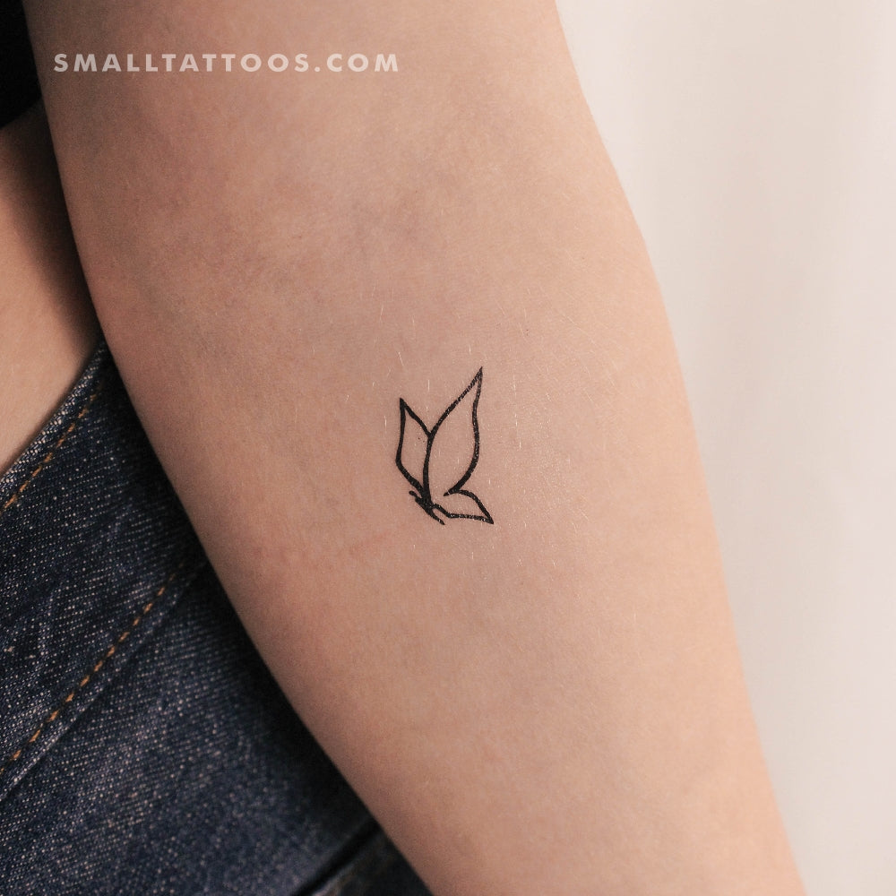 Tatuaje temporal minimalista de mariposa voladora (juego de 3)